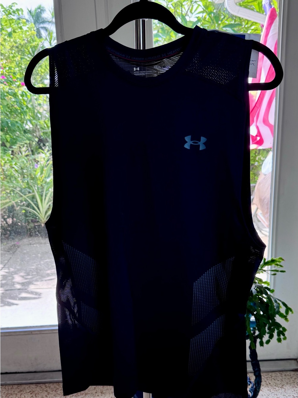 Under Armour HeatGear Black Crew Neck Sleeveless Mesh Combo Fitted Tank Size S